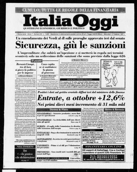 Italia oggi : quotidiano di economia finanza e politica